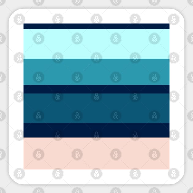 A remarkable tranquility of Oxford Blue, Blue Sapphire, Christmas Blue, Pale Cyan and Champagne Pink stripes. Sticker by Sociable Stripes